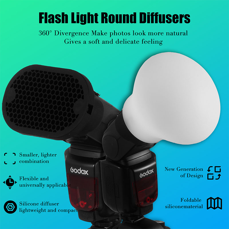 Flash Diffuser Magnetic Modifier Professional Light Softbox Speedlite Flash Accessory Kit Silicone Foldable Flash Light Diffusers LED Diffuser for On Camera Flash Speedlite Photography Photo Studio