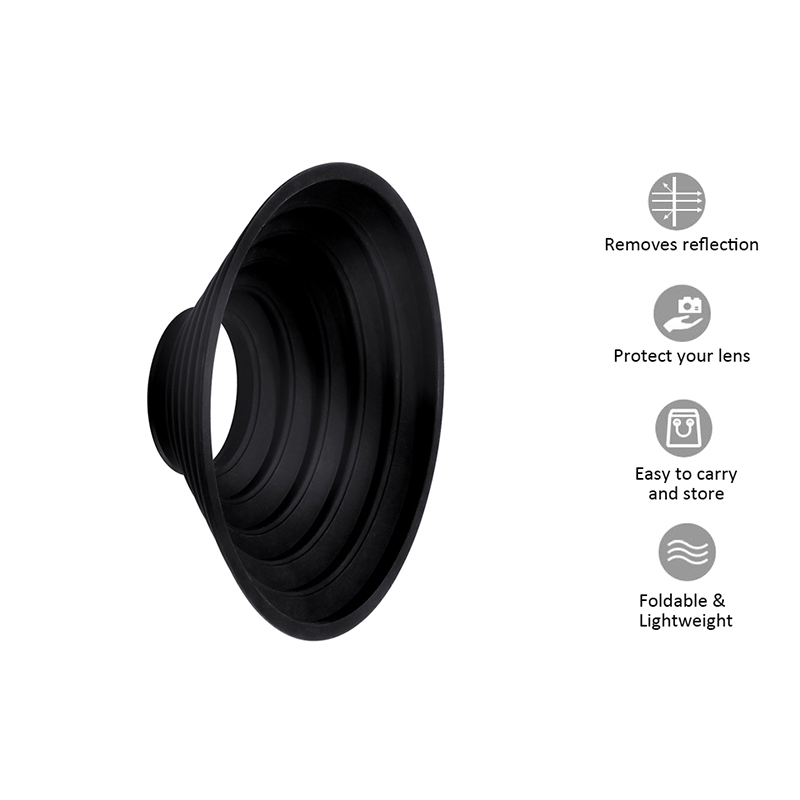 Easy Hood Silicone Lens Hood for Diameter 50-70mm Lens, Anti-Reflective Collapsible Reversible Lens Shade for Nikon Canon Sony Camera Lens