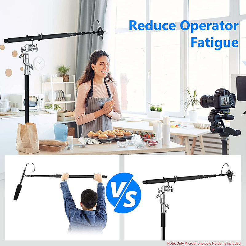 Easy Hood Metal Boompole Holder, Microphone Boom Support Holder for C-Stands and Mic Stands