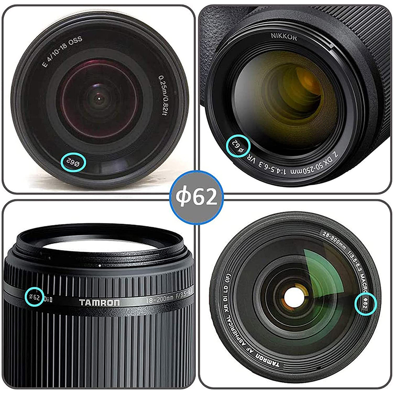 Easy Hood Camera Lens Cap, Multi-size Snap-on Camera Lens Cover, Compatible with Nikon, Canon, Sony& Other DSLR Cameras