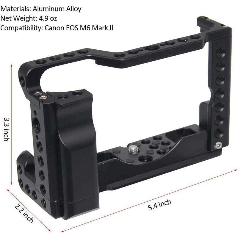 Easy Hood R6 Mark II Camera Cage for Canon Mirrorless Digital Camera, Full Camera Cage Rig Stabilizer with Cold Shoe 1/4