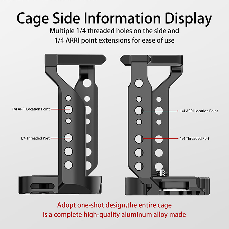Easy Hood Camera Cage for Sony ZV-E1, Built-in Quick Release Plate and Cold Shoe Mount, Full Camera Cage with Multiple 1/4 and 3/8 Threaded Holes and ARRI Positioning Points