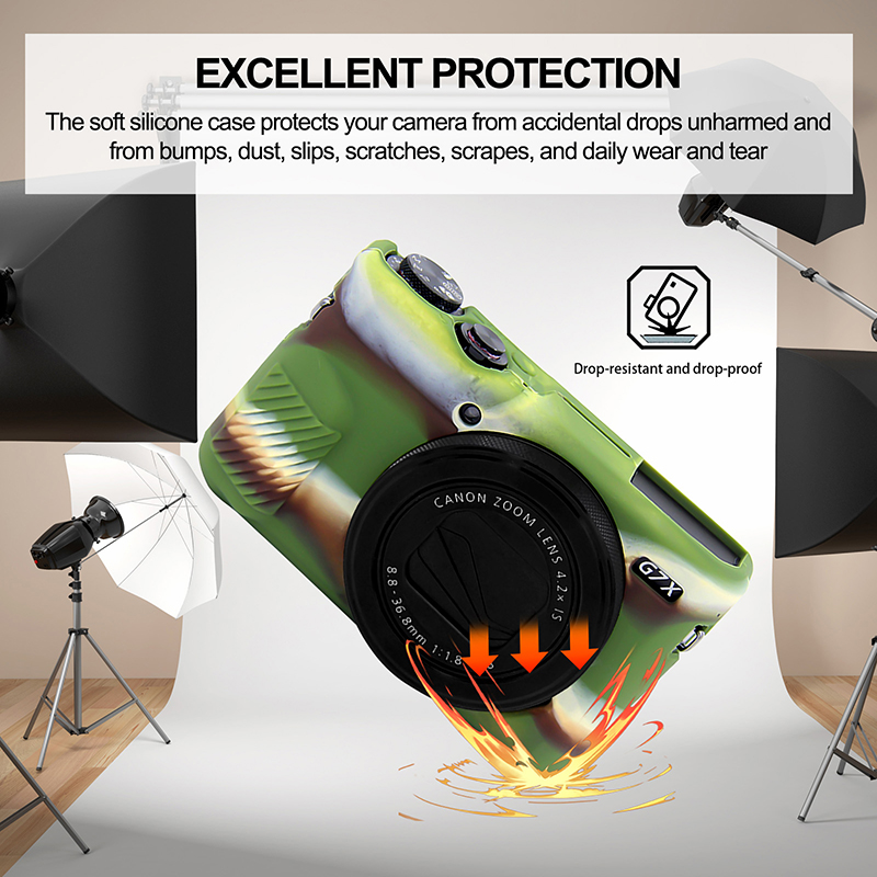 Easy Hood G7X Mark II Camera Case, Protective Body Cover for Canon G7X Mark III DSLR Camera Soft Silicone Skin