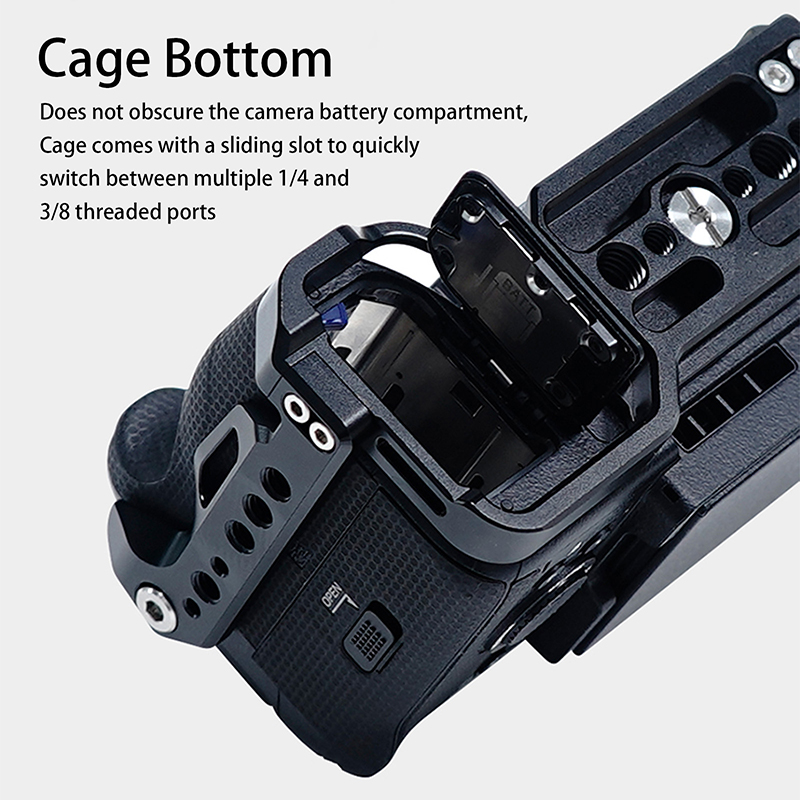 Easy Hood Camera Cage for Sony FX3 FX30, Top Detachable Integrated Design Bottom Arca Quick Release Plate, with Cold Shoe and Multiple Positioning Holes, Compatible with Sony FX3 FX30