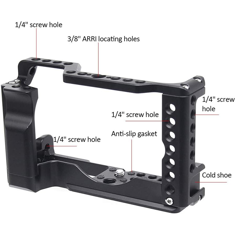 Easy Hood R6 Mark II Camera Cage for Canon Mirrorless Digital Camera, Full Camera Cage Rig Stabilizer with Cold Shoe 1/4