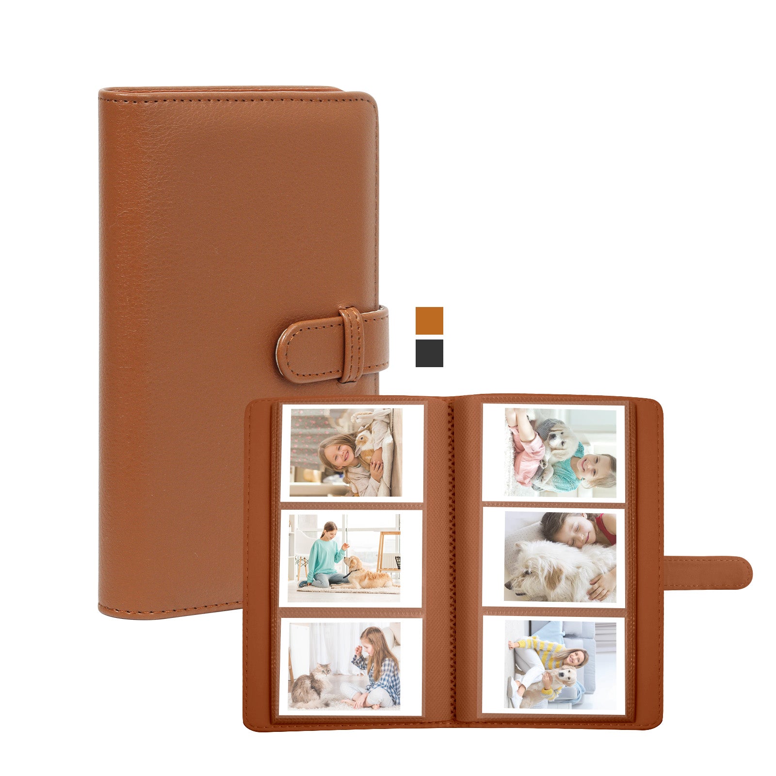 Easy Hood 108 Pockets Mini Photo Album, PU Leather 3 Inch Album for Fu
