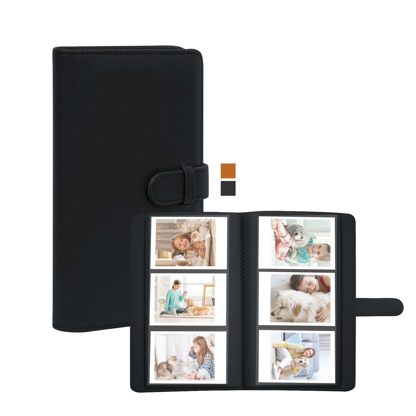 Easy Hood 108 Pockets Mini Photo Album, PU Leather 3 Inch Album for Fu